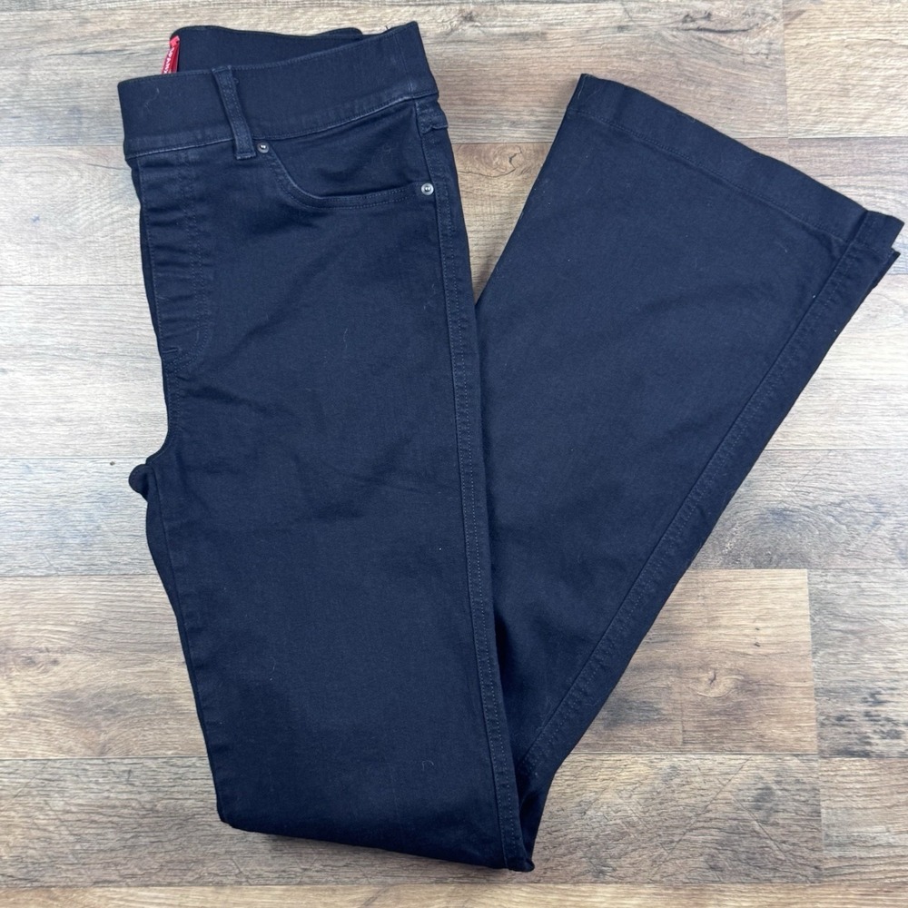 Spanx EveryWear Flare Jeans Womens Pull On Long 70s Clean Black